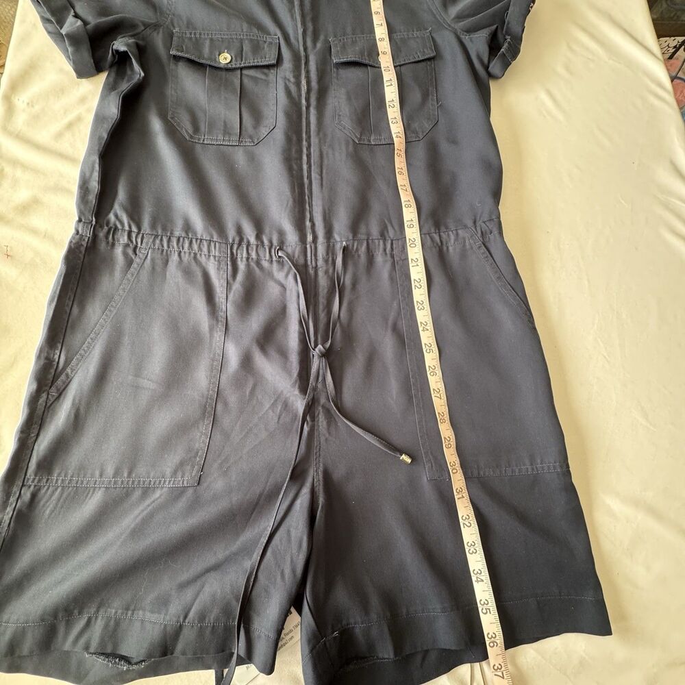 Tommy Hilfiger Women’s Navy Zip Front Utility Romper Shorts M NWT Short Sleeves - Picture 7 of 11